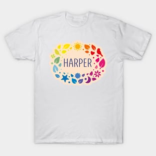 Harper name with colorful leaves T-Shirt